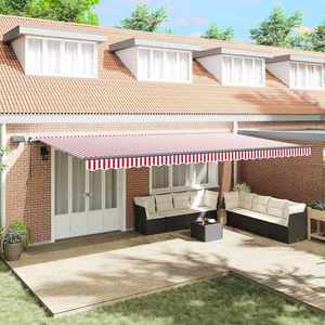 vidaXL Cortina Retractabilă Manual Roșu și alb 600 ×350 cm țesătură imagine
