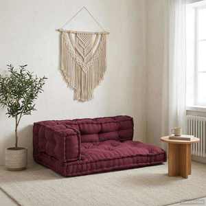 vidaXL Perna pentru canapea pe palet 3 pcs Bordo 120 x 80 x 38 cm imagine