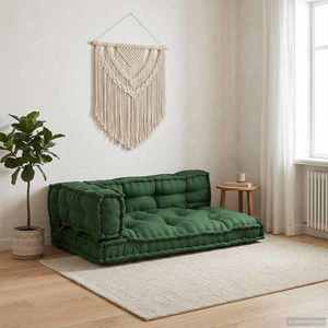 vidaXL Perna pentru canapea pe palet 3 pcs Verde 120 x 80 x 38 cm imagine