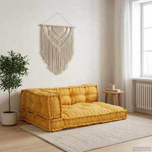 vidaXL Perna pentru canapea pe palet 3 pcs Galben 120 x 80 x 38 cm imagine