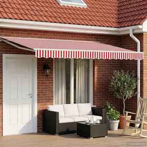 vidaXL Copertină retractabilă manuală Roșu și Alb 5 x 3 m imagine