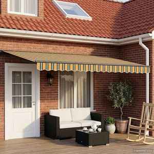 vidaXL Copertină retractabilă manuală Verde și galben 5 × 3, 5 m imagine