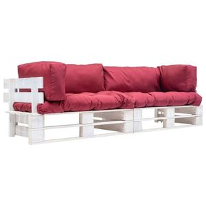 vidaXL Set canapea grădină paleți perne roșii, 2 piese, lemn pin imagine