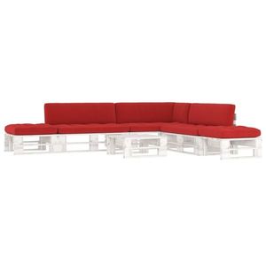 vidaXL Set mobilier din paleți cu perne, 6 piese, alb, lemn pin tratat imagine