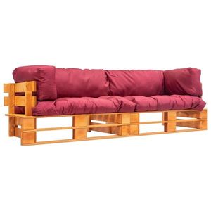 vidaXL Set canapea grădină paleți cu perne roșii, 2 piese, lemn de pin imagine