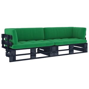 vidaXL Canapea din paleți 2 locuri cu perne negru lemn de pin tratat imagine