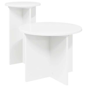 vidaXL Set măsuțe laterale cu depozitare 2 pcs Alb Lemn prelucrat imagine