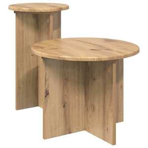 vidaXL Set măsuțe laterale 2 pcs Stejar Artizanal Lemn prelucrat imagine