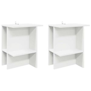 vidaXL Masă de cafea 2 pcs Alb 40 x 30 x 49 cm Lemn prelucrat imagine