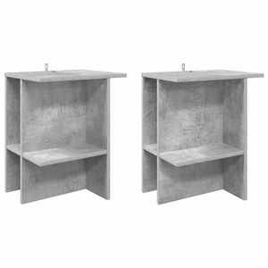 vidaXL Masă de cafea 2 pcs Gri Beton 40 x 30 x 49 cm Lemn prelucrat imagine