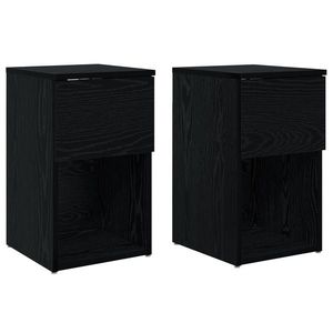 vidaXL Dulap de pat 2 pcs Stejar Negru 29 x 31, 5 x 49 cm imagine
