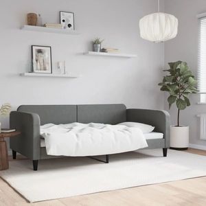 vidaXL Cadru de pat, gri închis, 100x190 cm, material textil imagine