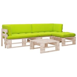 vidaXL Set mobilier paleți cu perne, 4 piese, lemn de pin tratat imagine