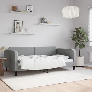 vidaXL Cadru de pat, gri deschis, 100x190 cm, material textil imagine