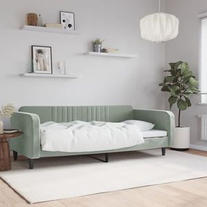 vidaXL Cadru de pat, gri deschis, 100x190 cm, catifea imagine
