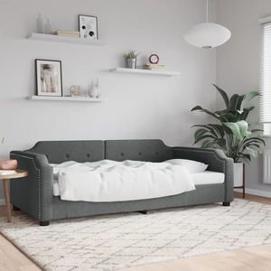 vidaXL Cadru de pat, gri închis, 100x190 cm, material textil imagine
