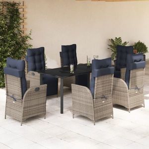 vidaXL Set mobilier de grădină cu perne, 7 piese, gri, poliratan imagine