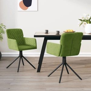 vidaXL Scaune de bucătărie pivotante, 2 buc., verde deschis, catifea imagine