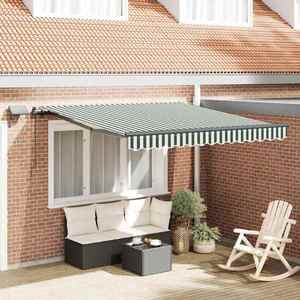 vidaXL Cortina Retractabilă Manual Verde și alb 350 x 250 cm țesătură imagine