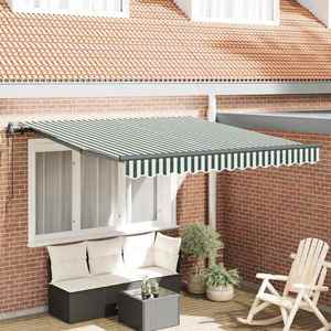 vidaXL Cortina Retractabilă Verde și alb 350 x 250 cm imagine