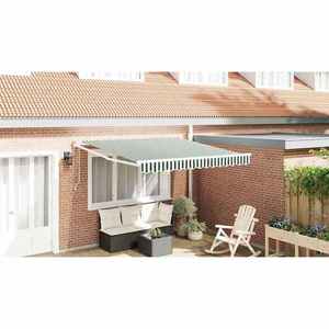 vidaXL Cortina Retractabilă Verde și alb 350 x 250 cm imagine