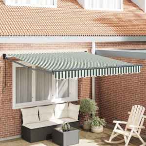 vidaXL Cortina Retractabilă Verde și alb 350 x 250 cm imagine