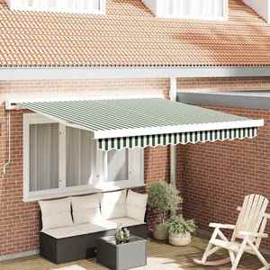 vidaXL Cortina Retractabilă Verde și alb 350 x 250 cm Stofă și Metal imagine