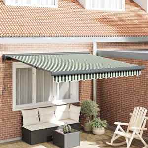 vidaXL Cortina Retractabilă Verde și alb 350 x 250 cm Stofă și Metal imagine