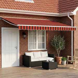 vidaXL Copertină retractabilă manuală Portocalie, Neagră și Galbenă imagine