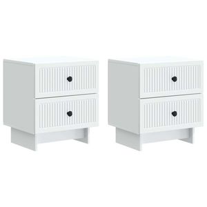 vidaXL Dulap de noapte 2 pcs Alb 43 x 34, 5 x 47, 5 cm Lemn prelucrat imagine
