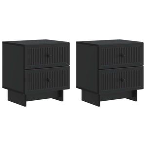 vidaXL Dulap de noapte 2 pcs Negru 43 x 34, 5 x 47, 5 cm Lemn prelucrat imagine
