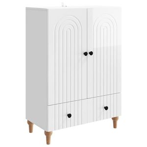 vidaXL Bufet Alb foarte lucios 66 x 34, 5 x 95 cm Lemn prelucrat imagine