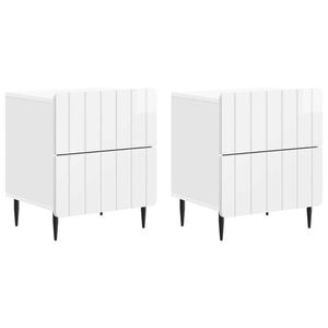 vidaXL Dulap de noapte 2 pcs Alb foarte lucios 43 x 34, 5 x 49, 5 cm imagine