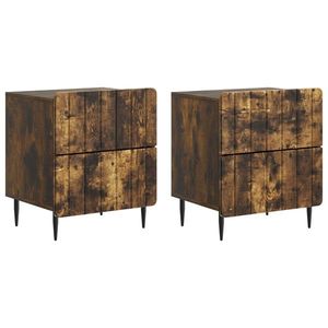 vidaXL Dulap de noapte 2 pcs Stejar fumuriu 43 x 34, 5 x 49, 5 cm imagine