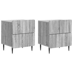 vidaXL Dulap de noapte cu sertar 2 pcs Sonoma gri 43 x 34, 5 x 49, 5 cm imagine