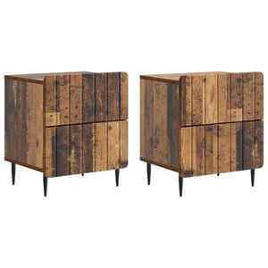 vidaXL Dulap de noapte cu sertar 2 pcs Lemn vechi 43 x 34, 5 x 49, 5 cm imagine