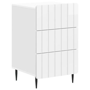 vidaXL Dulap de noapte Alb foarte lucios 43x 41 x 68 cm Lemn prelucrat imagine