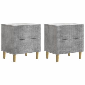 vidaXL Dulap de noapte cu sertar 2 pcs Gri Beton 43 x 34, 5 x 48 cm imagine