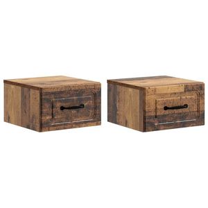 vidaXL Dulap de noapte suspendat 2 pcs Lemn vechi 34, 5 x 33 x 20 cm imagine