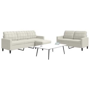 vidaXL Set de canapele cu perne, 3 piese, crem, catifea imagine