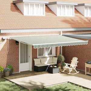 vidaXL Cortina Retractabilă Manual Verde și alb 450 × 300 cm imagine
