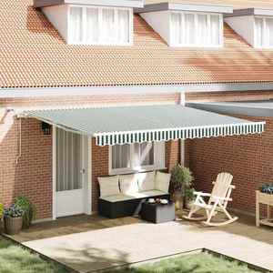 vidaXL Cortina Retractabilă Verde și alb 450 × 300 cm imagine