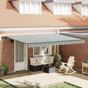 vidaXL Cortina Retractabilă Verde și alb 450 × 300 cm imagine