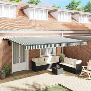 vidaXL Cortina Retractabilă Manual Verde și alb 500 × 300 cm imagine