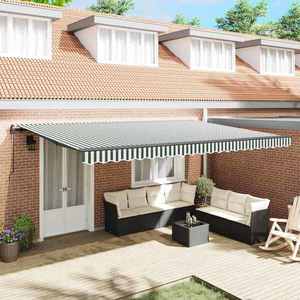 vidaXL Cortina Retractabilă Verde și alb 500 × 300 cm imagine
