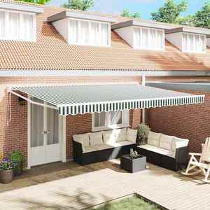 vidaXL Cortina Retractabilă Verde și alb 500 × 300 cm imagine