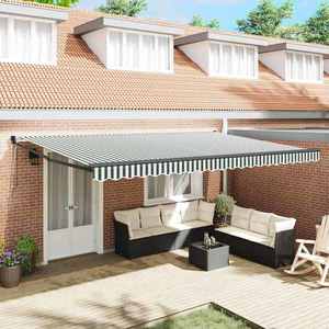 vidaXL Cortina Retractabilă Verde și alb 500 × 300 cm imagine