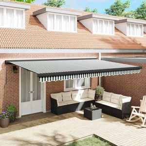 vidaXL Cortina Retractabilă Verde și alb 500 × 300 cm Stofă și Metal imagine