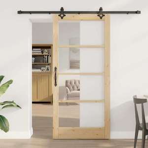 vidaXL Ușă glisantă ORKDAL Natural și Negru 93 x 202 cm imagine