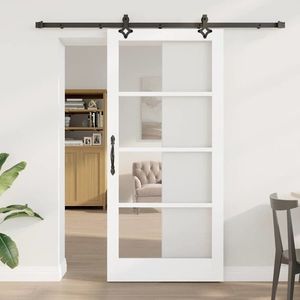 vidaXL Ușă glisantă ORKDAL Alb și negru 93 x 202 cm imagine